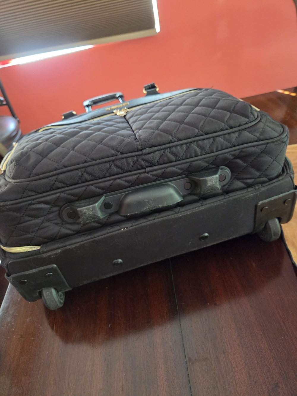 Quilted Black Travel Rolling Tote - Women's Carry-On. Very light use. - Picture 5 of 14